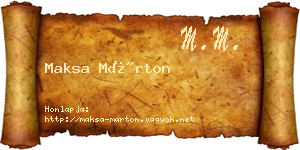 Maksa Márton névjegykártya