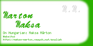 marton maksa business card