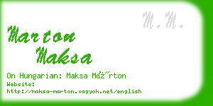 marton maksa business card